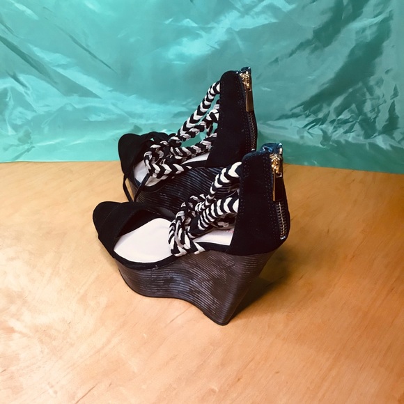Women’s Chunky Heel Platform Open Toe Wedges Size 8.5 - Picture 5 of 6